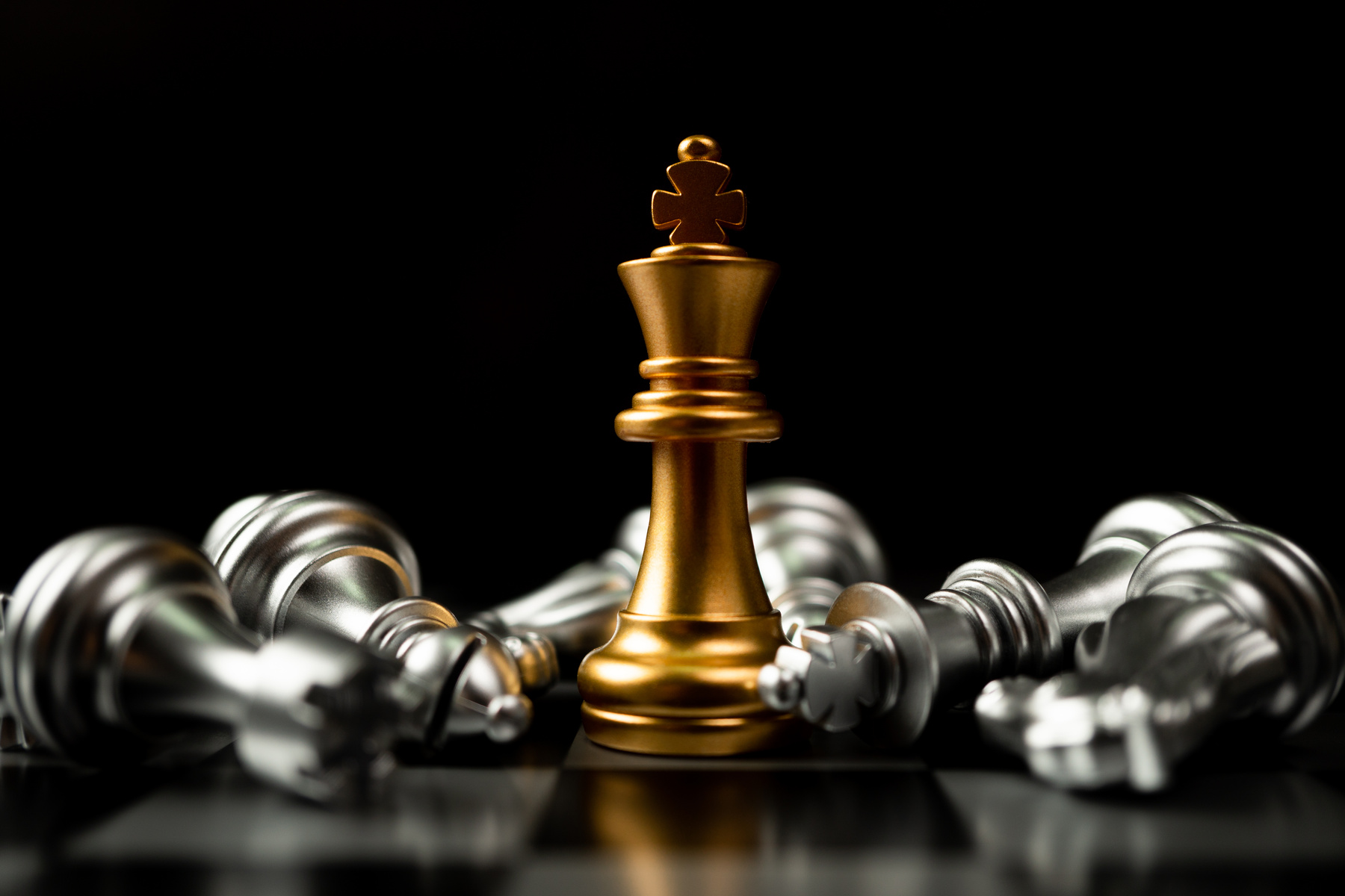 Golden King chess is last standing in the chess board, Conce